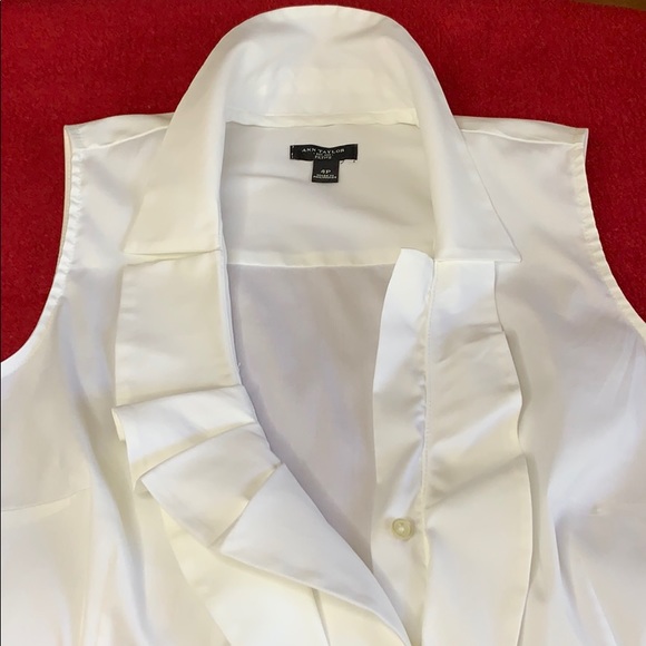 💥ANN TAYLOR VINTAGE PETITE WHITE BLOUSE - Picture 5 of 8